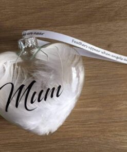 Alternative view of Glass heart bauble with feathers